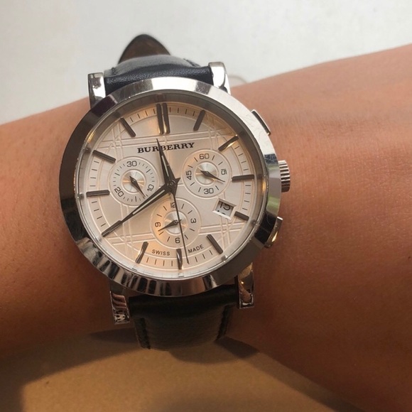 Burberry Leather Band Steel Face Chronograph - Picture 3 of 5